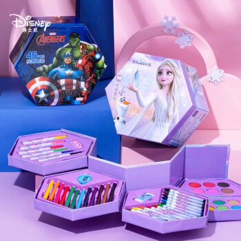 迪士尼(Disney)绘画文具套装水彩笔蜡笔彩铅画画礼盒儿童